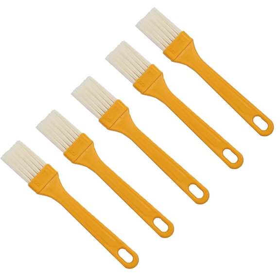 5 Pcs Easy To Use Cooking Baking Grilling Plastic Handle PET Silk Heat Resistant Yellow Cooking Brush Pastry Brush Food Brush Basting Brush for Cooking 14.8X1.9CM
