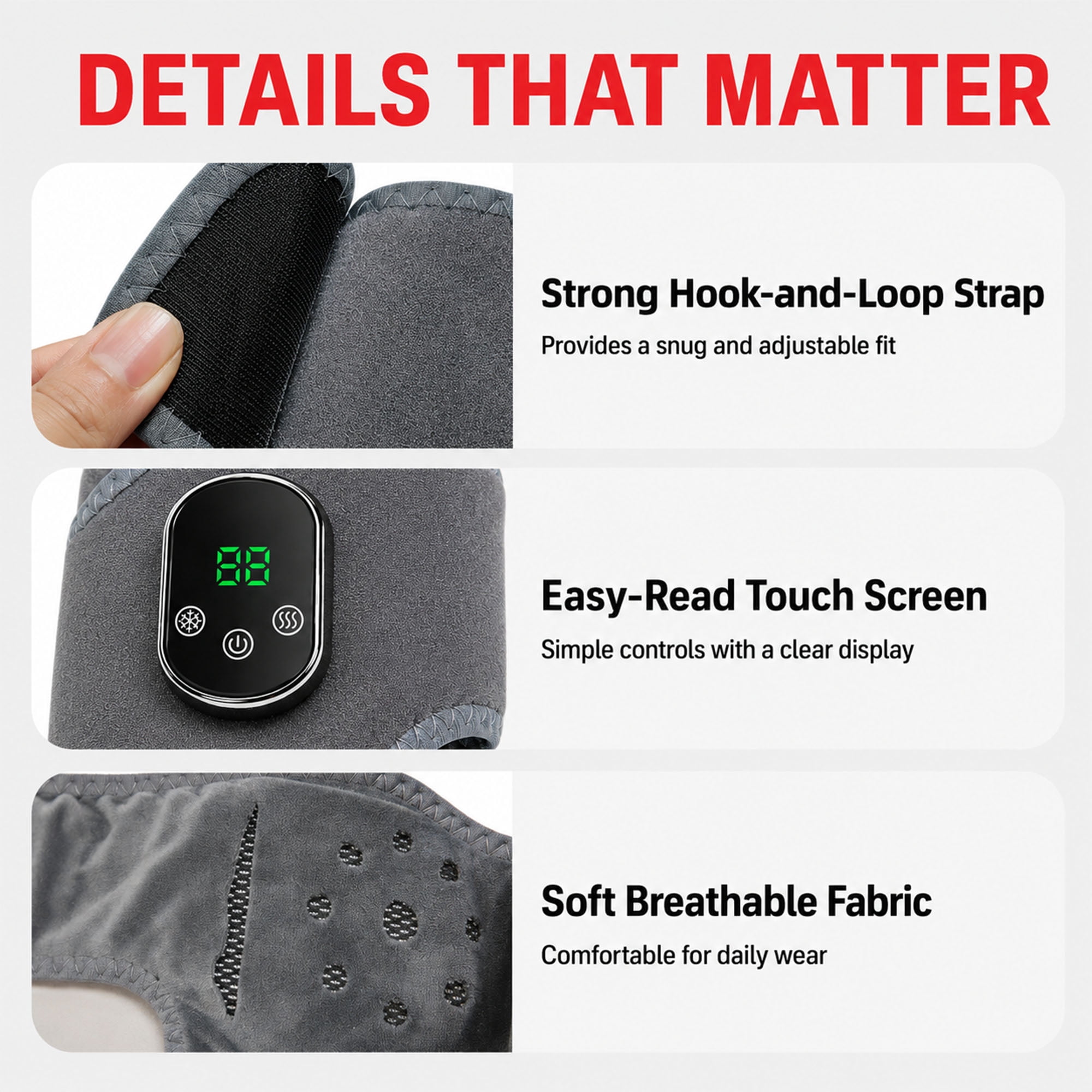 KANOHENO Foot Massager,Wireless Portable Ankle Massager with 3-Speed Vibration and 5-Temperature Settings (104°F-140°F),Touch Screen for All Ages