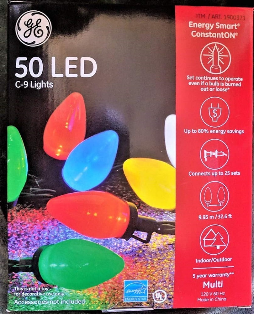 GE - Brandclub - GE 50 LED C9 Lights Energy Smart Constant On Multi-color, image size:810x1001