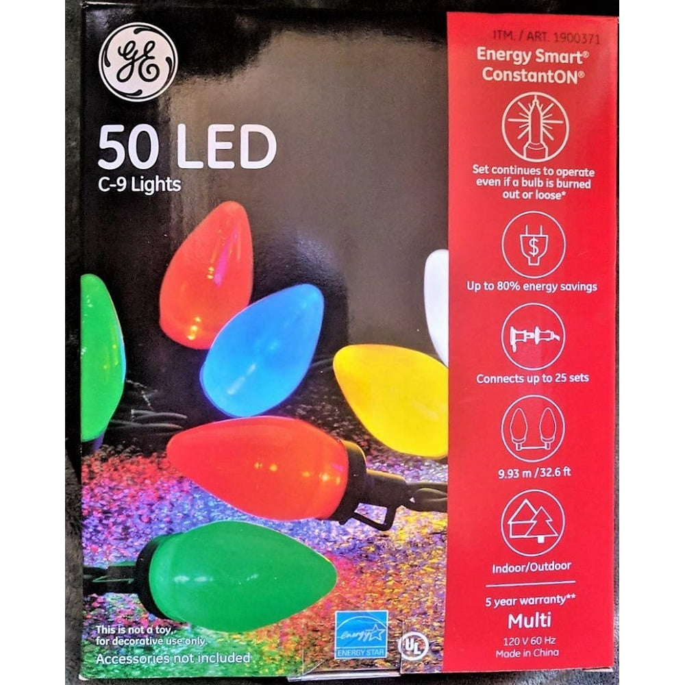 GE 50 LED C9 Lights Energy Smart Constant On Multicolor
