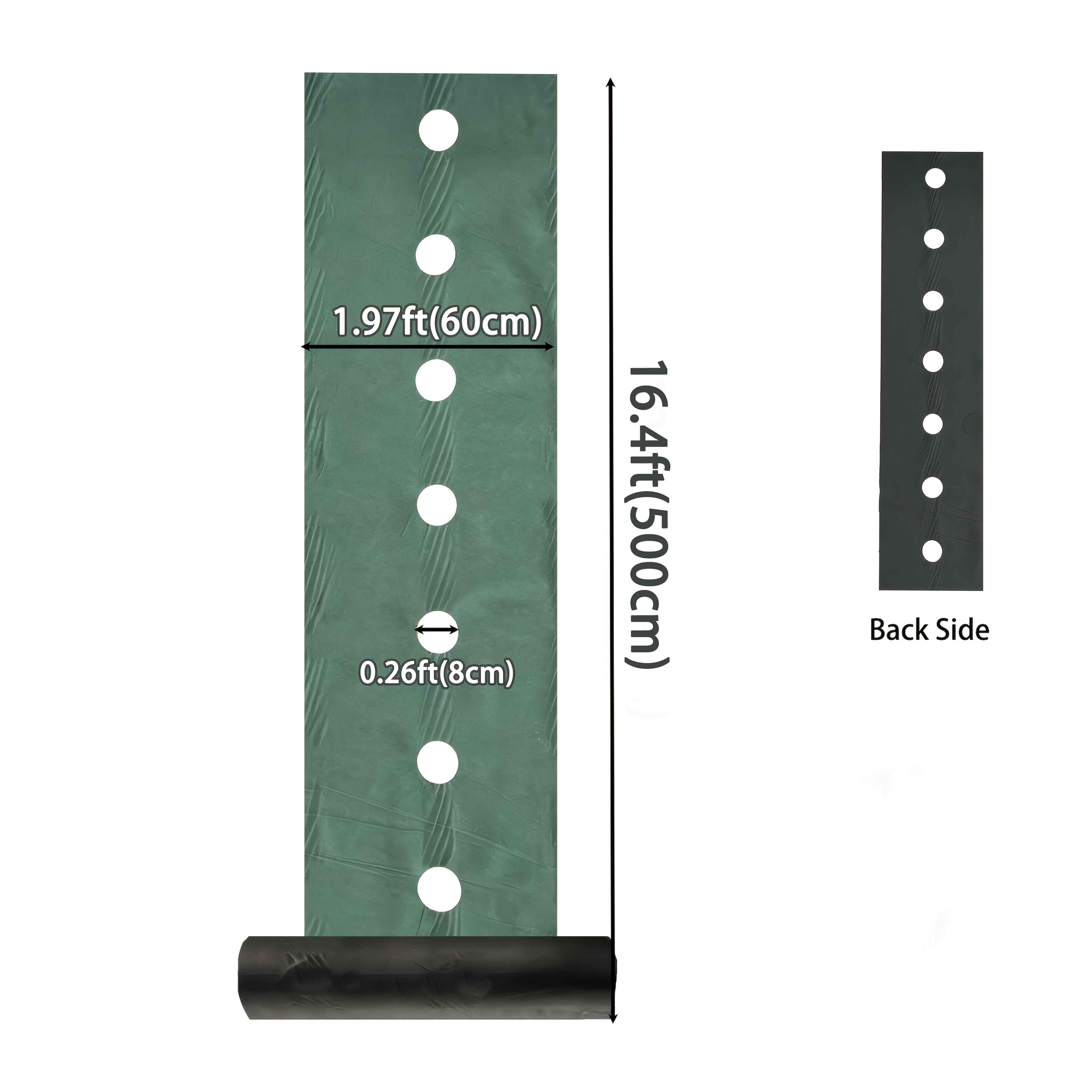 Green & Black Double-Layer PP Garden Weed Barrier Fabric, Pre-Punched 3.15" Holes, Breathable, Water Permeable & Non-Waterlogging, Weed Suppression, Moisture Retention, Multiple Sizes for Lawn