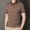 A0373-Brown, variant on QUINDOS Shirts for Men Casual Collared Short Sleeve Polo Shirts Loose Moisture Wicking Striped Summer T-shirts