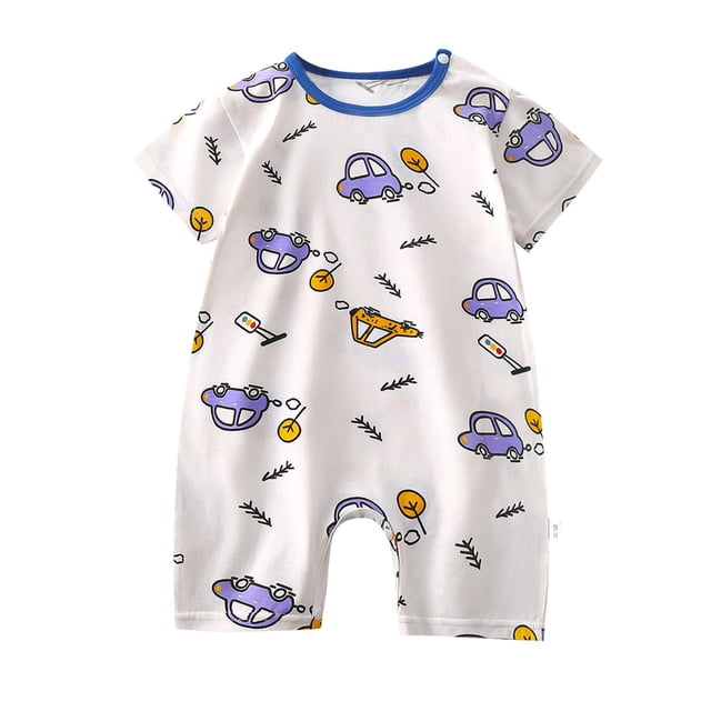MIASHUI Baby Short Sleeved Rompers Boys Girls Cute Print Bodysuits Everyday Wear,Purple,0-3 Months