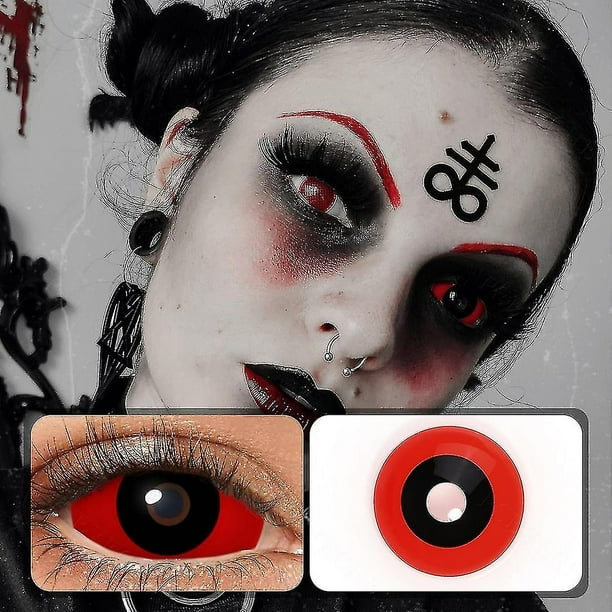 Lentes de contacto de esclerotica roja y negra de 22mm lentes de contacto de ojo completo para Halloween Conta de Cosplay aterrador de Tokyo Ghoul Bodega Aurrera en linea
