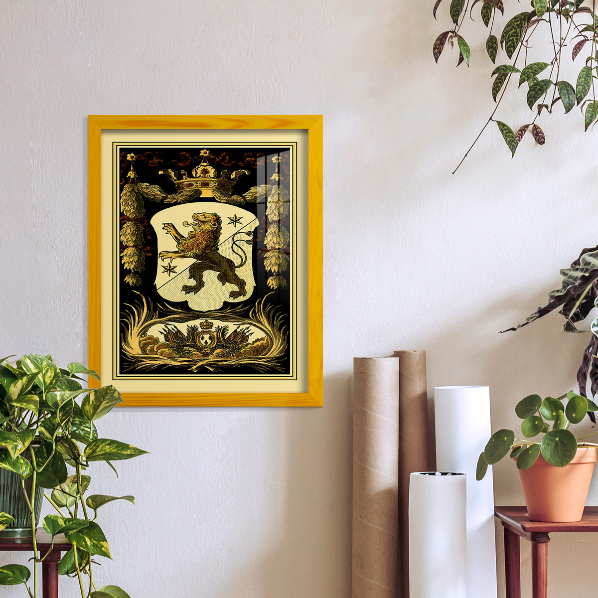 Family Crest III -Framed Print w/glass-Sunflower Yellow