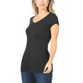 thumbnail image 3 of Moa Collection Women Casual Solid V-Neck Short Sleeve Basic T-Shirt Top, 3 of 4