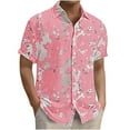 thumbnail image 3 of Yteetum Hawaiian Shirt for Men Short Sleeve T Shirts Floral Print Hawaiian Casual Button Down Short Sleeve Lapel Beach Summer T-Shirts, 3 of 7