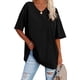 thumbnail image 1 of Camiseta extragrande con cuello de pico para mujer, blusa básica holgada, 1 of 3