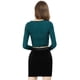 thumbnail image 5 of Disfraz de Navidad Allegra K Tops con purpurina Manga larga Slim Fit Crop Top Verde L, 5 of 6