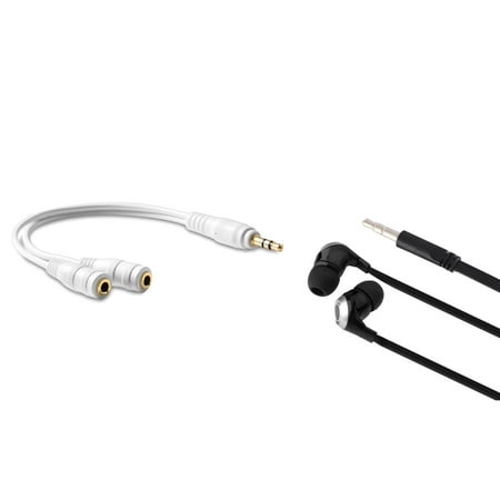 Ipod Video Headset Insten Black Headset Earphone + Splitter For New iPad 2/3 iPod Touch 4 ShuFFle Nano 5 6 MP3 Player ()