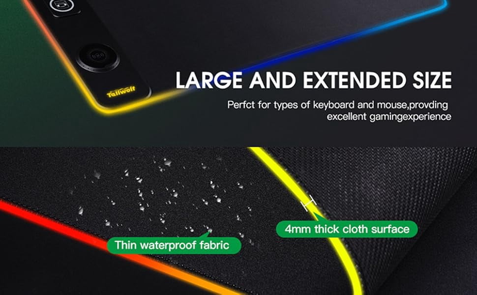 XIHAMA 3 in1 Wireless Charging RGB Gaming Mouse PAD, 15W 10 Light Modes, 800*300*4mm LED Magnetic Wireless Charging Mouse, Pad Desk Pad, Illuminated Mouse Pad for Ql Wireless Standard Phones/Watches