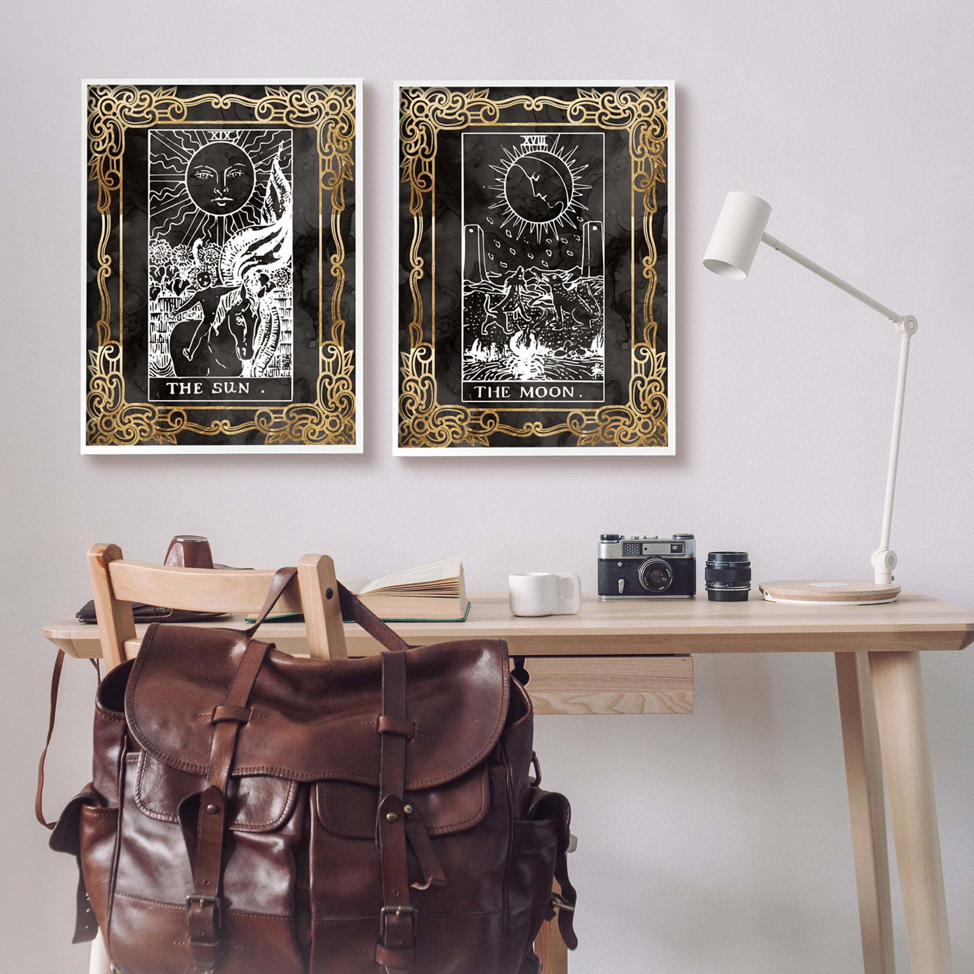 Stupell Industries Ornate Tarot Sun & Moon Animals & Insects Painting White Framed Art Print Wall Art, 24 x 30