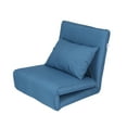 thumbnail image 3 of Relaxie Blue Linen Flip Chair - Sleeper Dorm Bed Couch Lounger Sofa, 5-Position Adjustable, Convertible, 3 of 9
