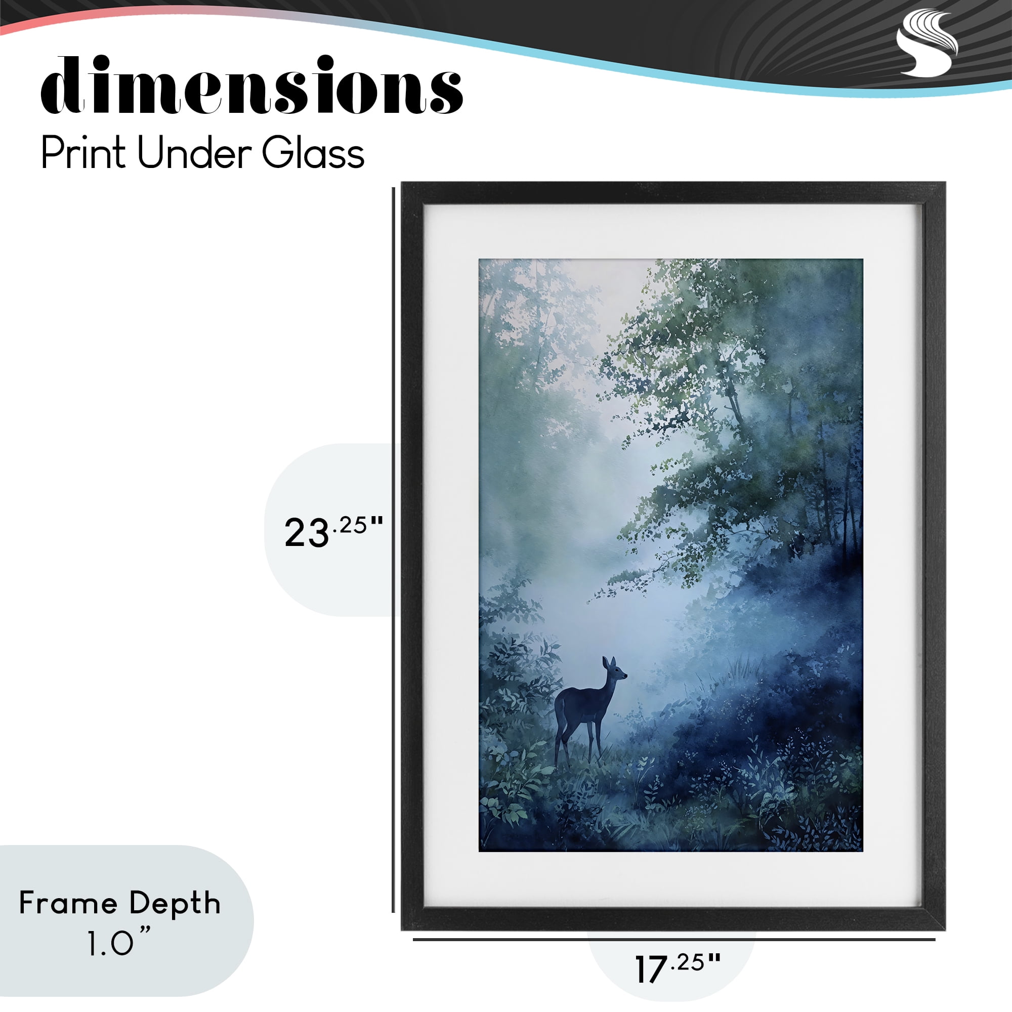 Stupell Industries Blue Dawn Deer in Mist Black Framed Print Under Glass, design by Franklyn Gregory