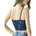 thumbnail image 4 of PULLIMORE Womens Sexy Deep V Backless Lace Bralette Crochet Tank Top Camisole Padded Bra Crop Lingerie Bra Size M-L "Blue", 4 of 8
