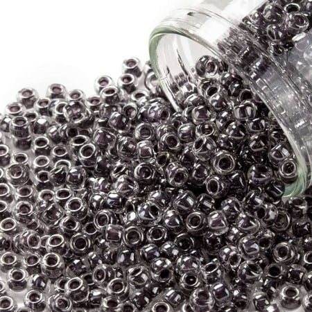 TOHO 8/0 Round Beads Japanese Seed Beads (1064) Concord Grape Lined Luster 3mm Hole: 1mm 222pcs/bottle 10g/bottle