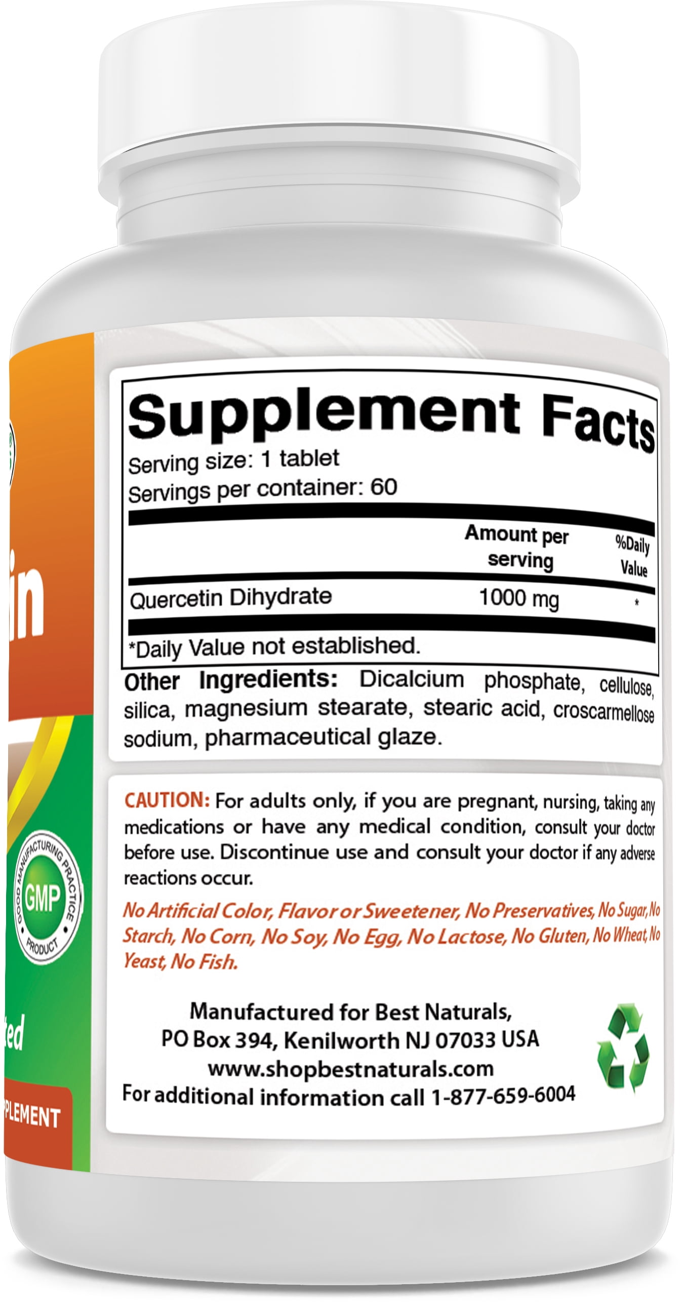 2 Pack Best Naturals Quercetin 1000 mg 60 Tablets | Immune Health