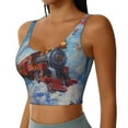 thumbnail image 2 of Kdxio Cartoon Train Hot Air Balloon Print Workout Crop Tank Top for Women Racerback Yoga Tank Tops Athletic Sports Shirts Exercise Undershirts, 2 of 5