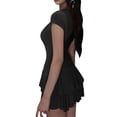 thumbnail image 2 of Lamuusaa Women Mini Dress Short Sleeve Crew Neck Pleated Solid Summer Dress for Daily Party, 2 of 6