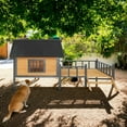 thumbnail image 5 of Pefilos 67" Outdoor Wood Dog House, Large Weatherproof Cat Shelter, Indoor Dog Kennel with Porch and All-Around Iron Frame, Beige, 5 of 10