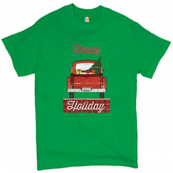 Tee Hunt Happy Holiday T-Shirt Merry Christmas Truck Santa Claus Xmas Men's Tee