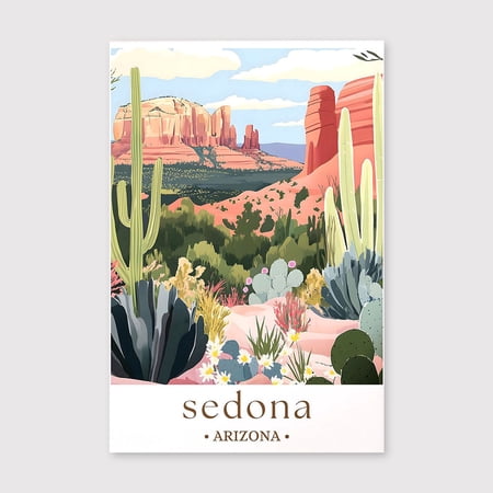 Sedona Arizona Travel Canvas, Red Rock Landscape Wall Art, Desert Nature Print, Southwest Travel Decor