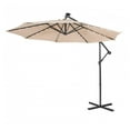 thumbnail image 2 of 10ft Patio Solar Umbrella Cantilever, Tilting Outdoor Offset Umbrella with LED Lights, Steel Frame, Polyester Canopy for Garden, Deck, Wine/Beige/Coffee/Navy, 2 of 9