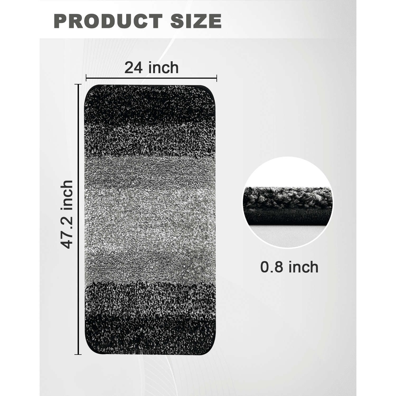 Artnice Microfiber Washable Bathroom Rugs, 24"x47" Black Absorbent Bath Mats, Non-Slip Plush Ultra Soft Bathroom Mats