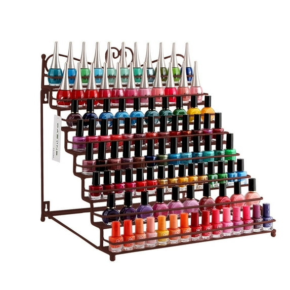 Mounted 8 Tier Metal Shelf Nail Polish Wall Rack Essential Oils Perfume Table Top Organizer Display Stand by Dazone