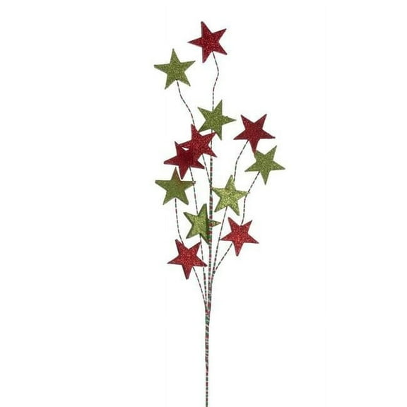 Vickerman QG224302 34 in. Red & Green Star Glitter Spray, 6 Piece - Pack of 30