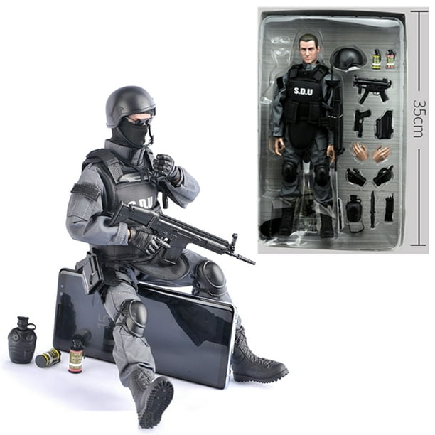 Conjunto de figuras del equipo SWAT BJD para niños, soldados de las fuerzas especiales, muñeca coleccionable militar con arma, juguete en miniatura de acción para niños, 1/6