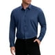 thumbnail image 1 of Camisas de vestir formales de color sólido de manga larga con cuello de punta para hombres INSPIRE CHIC, azul oscuro, 3XL, 1 of 6