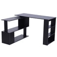 thumbnail image 2 of 360° Rotating Corner Desk L-Shaped PC Workstation Student Writing Table with Storage Shelf Home Office Black, 2 of 7