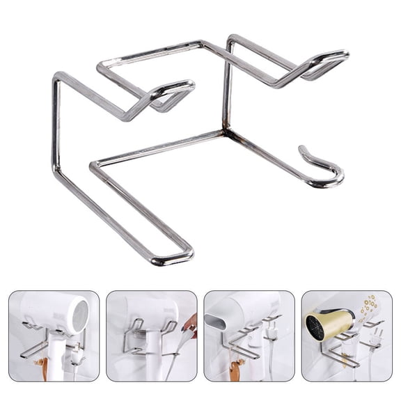 PBPBOX 1Pc Silver Hair Dryer Holder Rack Wall Mounted Storage Stand for Home and Salon