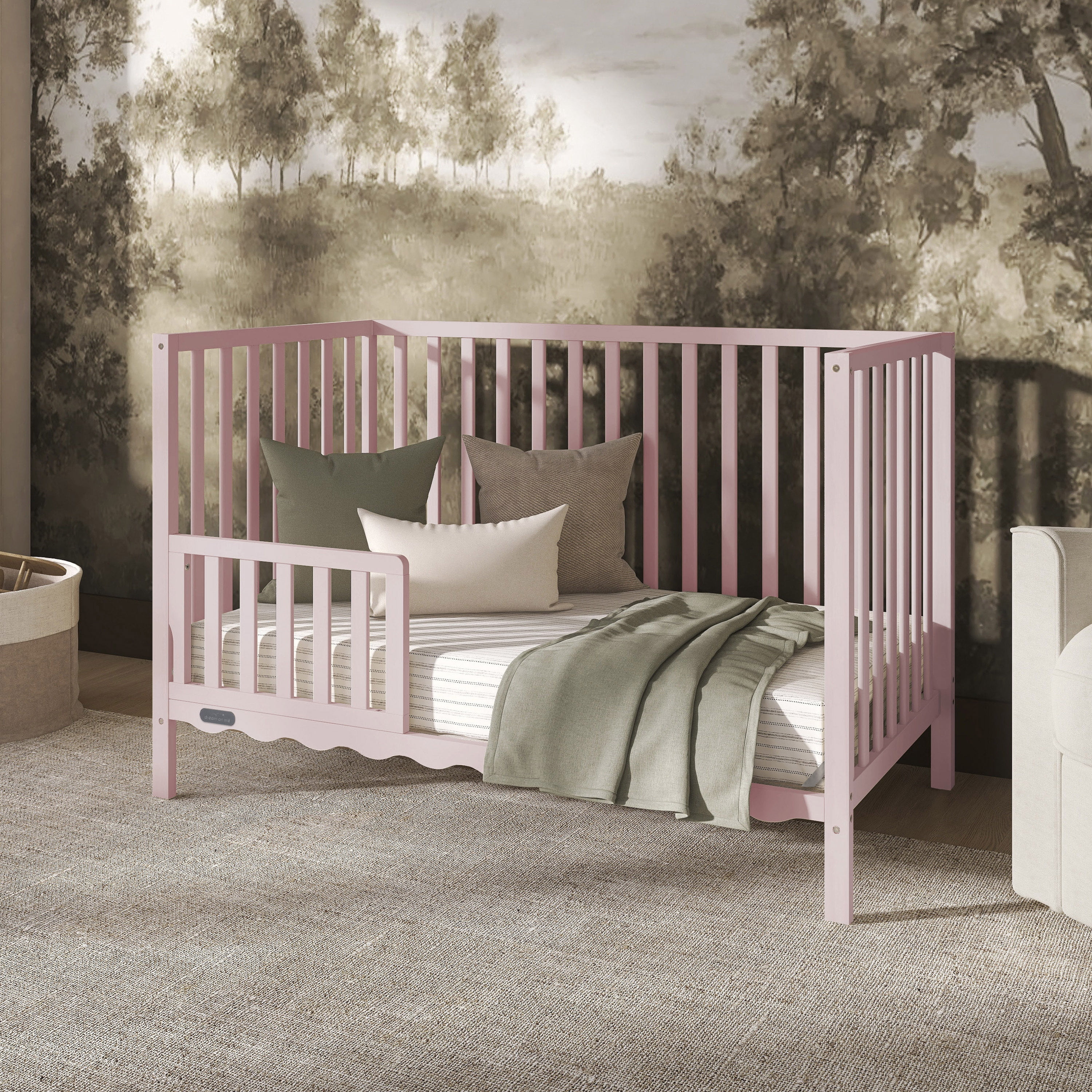 Dream On Me Synergy Wave 5-in-1 Convertible Crib, Pink