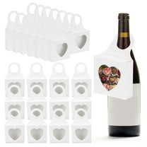 Uxcell Kraft Paper Wine Bottle Boxes with Window & Handle, 15 Pack Small Gift Box for Wine Champagne Bottles, White