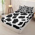 thumbnail image 2 of Erosebridal Minimal Cow Spot Pattern Zipper Full Size Comforter Sets with Fitted Sheet and 2 Pillowcases,Irregular Blot Print Zipper Bedding Set,Black White,Reversible, 2 of 6