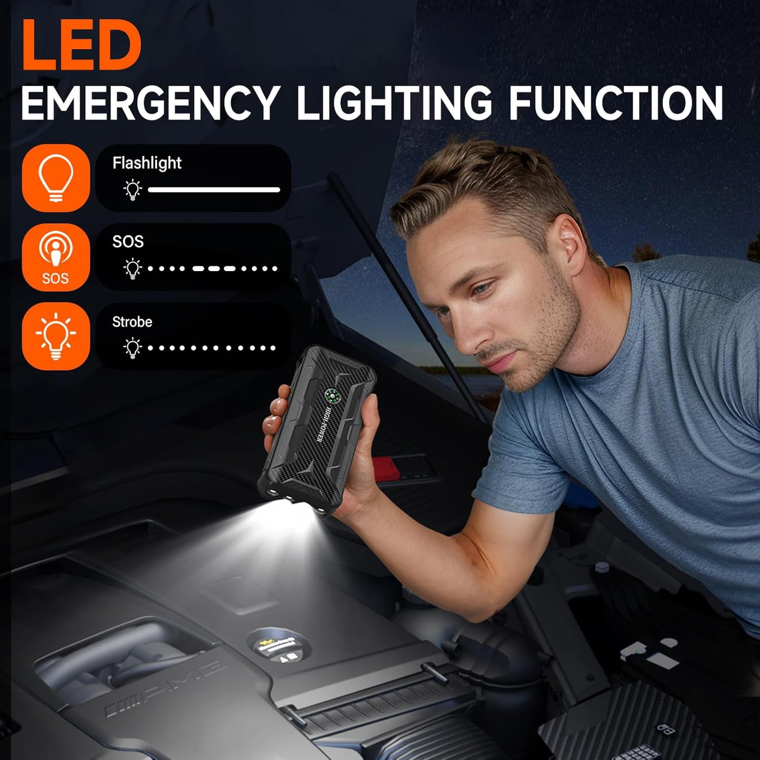 AFK Portable Car Battery Jump Starter 3000A Peak 99800mAh