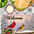 thumbnail image 3 of JOOCAR Welcome Cardinal Birds Winter Scene Linen Table Mats Set of 4 for Home Kitchen Table Decor 12x18 inch, 3 of 5