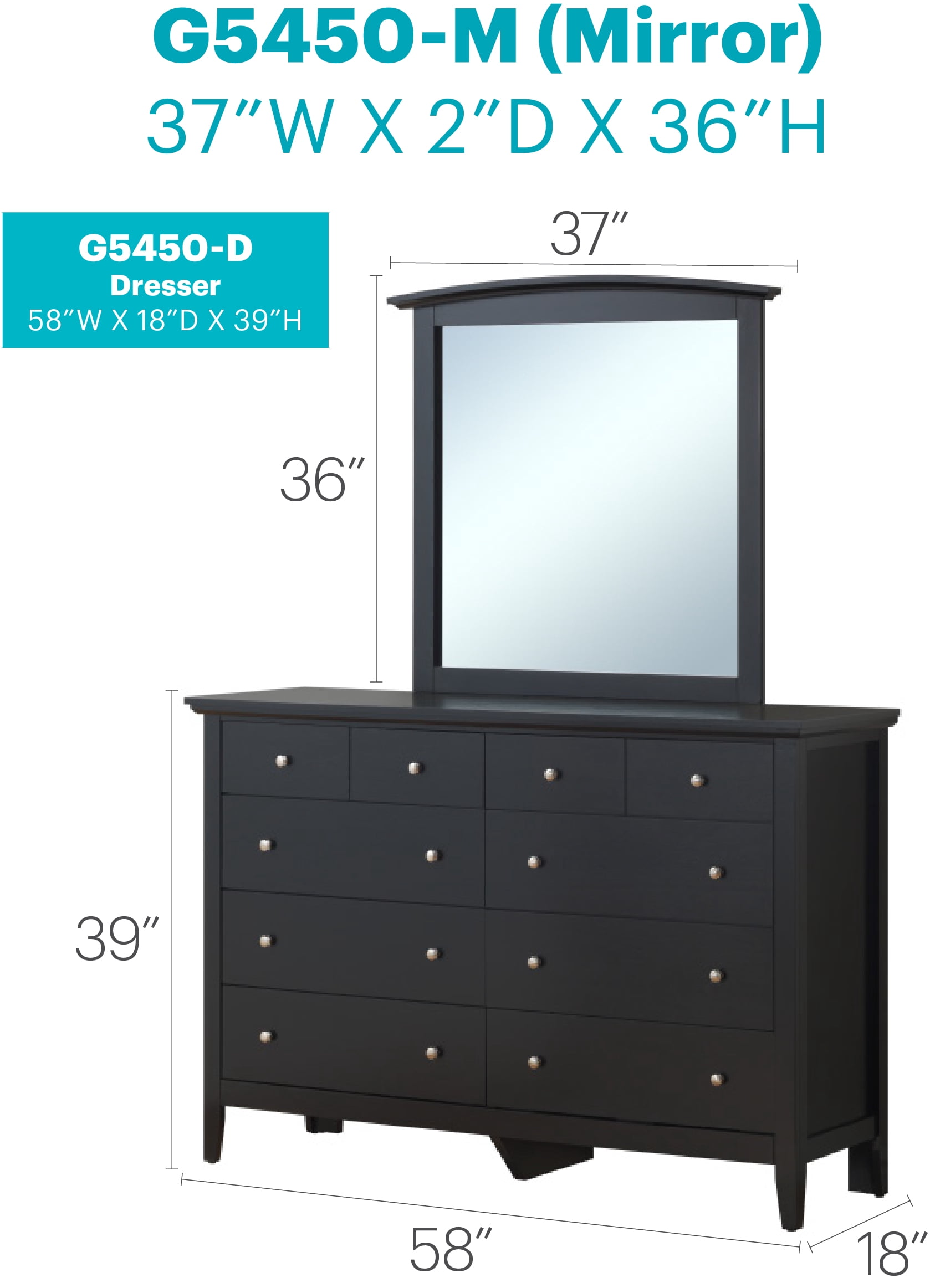 Glory Furniture Marilla G1503-D Dresser , Silver Champagne