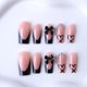 thumbnail image 4 of Uñas postizas adhesivas CTTHNBD estilo coffin negras con punta francesa, 24 piezas, 4 of 7