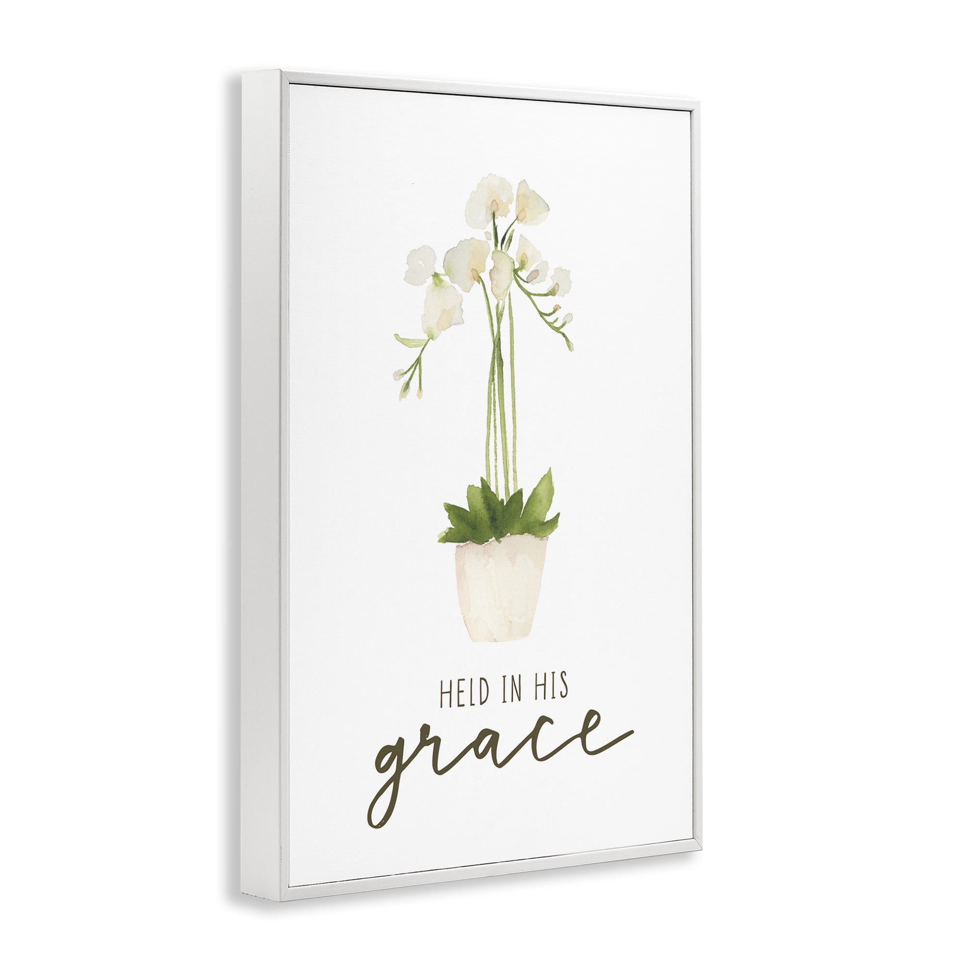 Stupell Industries Held In His Grace Botanical & Floral Painting White Framed Art Print Wall Art, 12 x 18