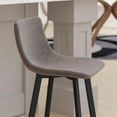 thumbnail image 6 of Emma + Oliver Set of Two 24" Faux Leather Upholstered Low Back Counter Stools with Matte Black Iron Frames with Footrests and Plastic Floor Glides in Gray, 6 of 12