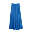 thumbnail image 4 of Women's Elastic High Waist Flared Skirt Midi Length A-Line Pleated Flowy Lightweight Summer Beach Vacation Skirt Casual Relaxed Fit Swing Sun Skirt, 4 of 9