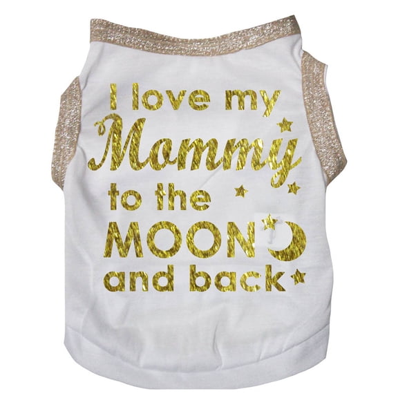 Petitebelle I Love My Mommy to The Moon Puppy Dog Shirt (White, Small)