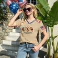 thumbnail image 5 of JULMCOMO 4th of July Shirts Women Red White Blue V Neck 250th Anniversary Tops Patriotic Short Sleeve American Flag T Shirts Beige XL, 5 of 6