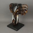 thumbnail image 2 of Wooden Carved African Elephant Head Bust Sculpture W/ Stand Home Decor Wall Art, 2 of 4