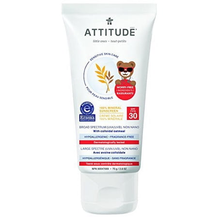 Attitude 100% Mineral Sunscreen- Baby  Fragrance Free  2.5 Fluid Ounce