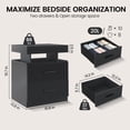 thumbnail image 3 of SAYGOGO Black Nightstand with RGB LED Lights, 2 Fabric Drawers, Modern End Table for Bedroom, Living Room, Office, 3 of 9