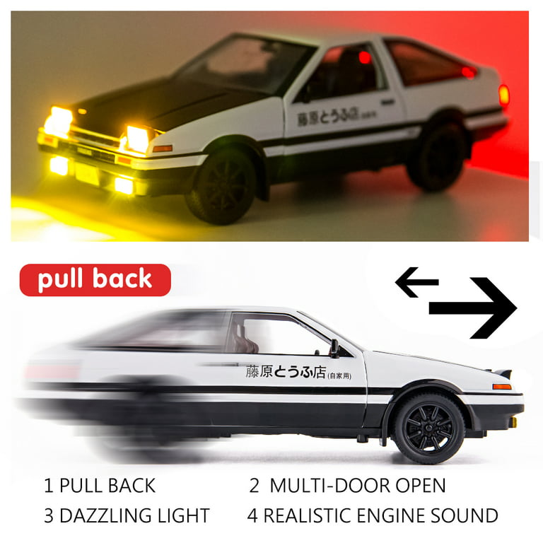  BDTCTK 1/32 AE86 Initial D Model Car, Zinc Alloy Pull Back Toy  car with Sound and Light for Kids Boy Girl Gift(Black) : Toys & Games